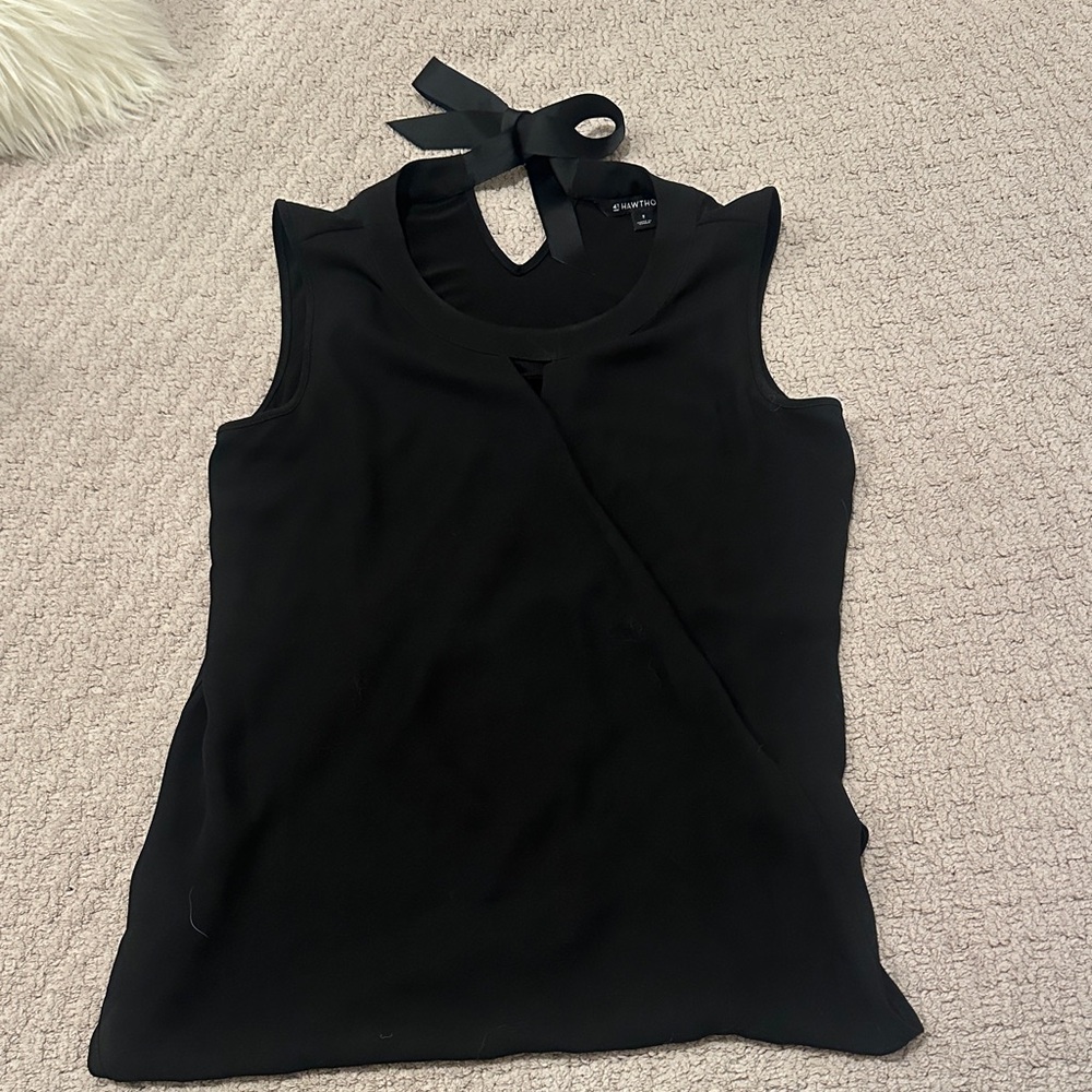 41 Hawthorn Black Sleeveless Blouse with Bow Detail